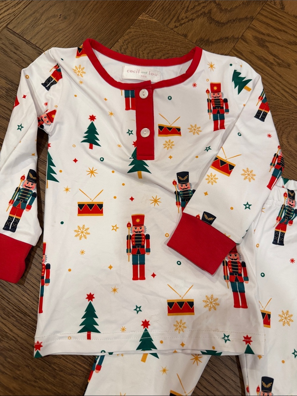 Cecil & Lou Toddler Nutcracker Holiday Pajama Set - Red & White - Picture 2 of 3